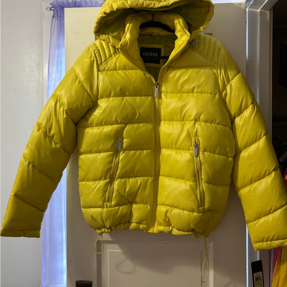 Guess Women Sunshine Yellow Puffer Coat